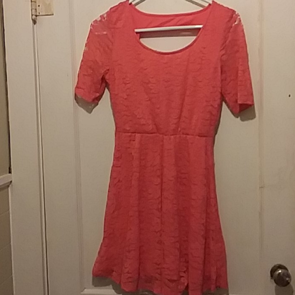 Coral lace dress